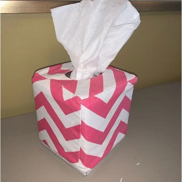 Pink Chevron Tissue Box Cover - Picture 2 of 3
